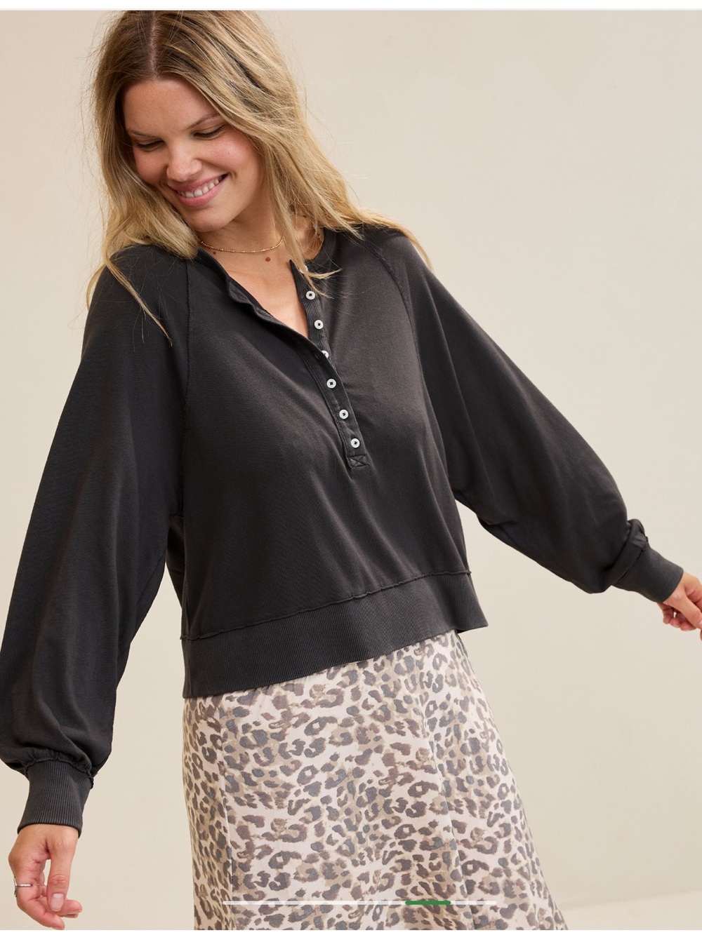 Aerie Happy Henley Long Sleeve Shirt